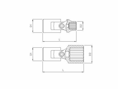 Cardandop 3/8 inch 12-kant 17 mm sleutel